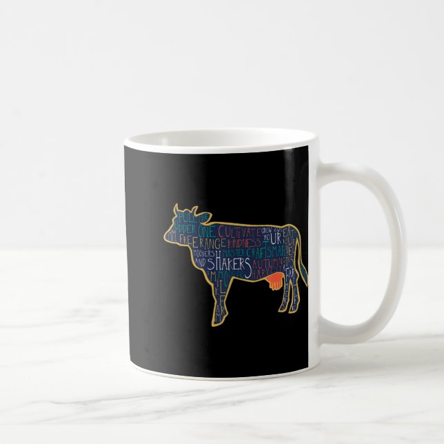Caneca De Café Cow Silhouette Tygraphy Phrases Heifer Fun Chris T (Direita)