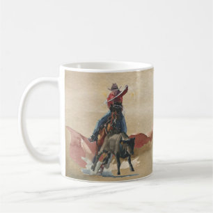 Caneca De Café Cowboy Aquarela com Laço no Cavalo