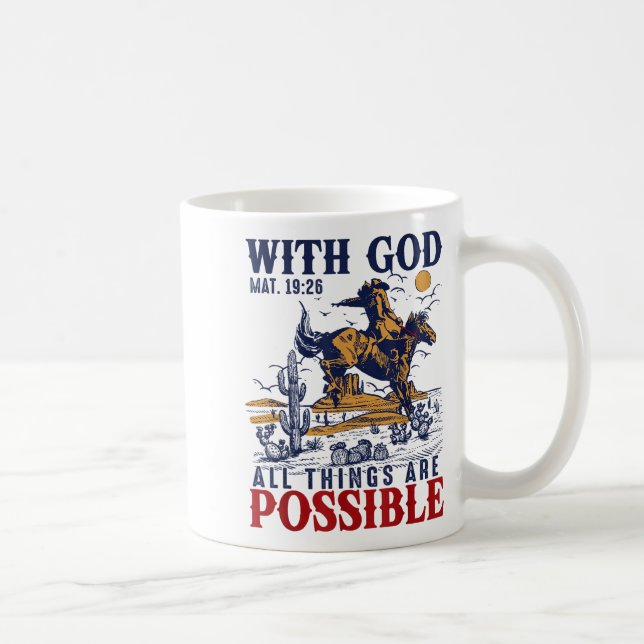 Caneca De Café Cowboy Bible Scripture Verse Western Jesus For Men (Direita)