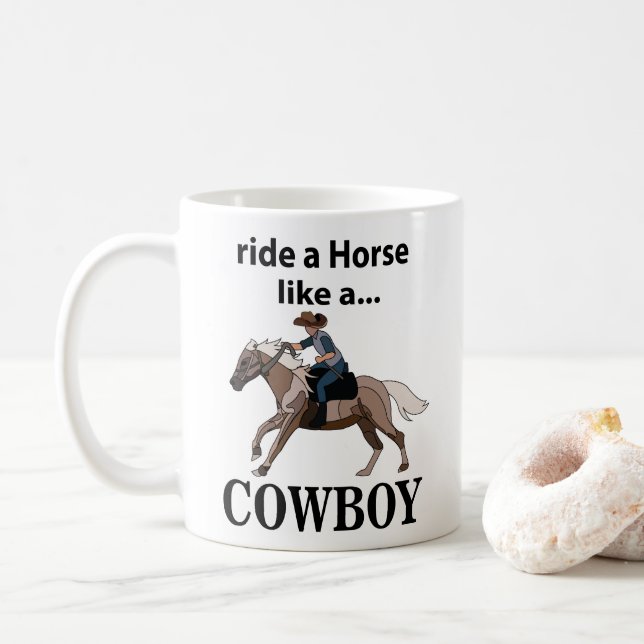 Caneca De Café Cowboy Caminha Um Cavalo Como Um Cowboy (Com Donut)