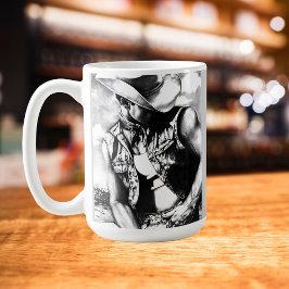 Caneca De Café Cowboy Elegante, Russo Negro e Branco