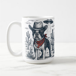 Caneca De Café cowboy french buldog vintage alienígena oeste
