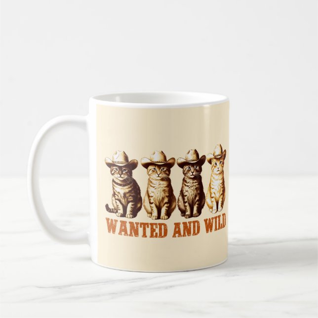 Caneca De Café Cowboy Gats Wild Western Gatinho Graphic, (Esquerda)