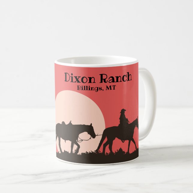 Caneca De Café Cowboy Horse Western Sky Coffee Mug (Frente Esquerda)