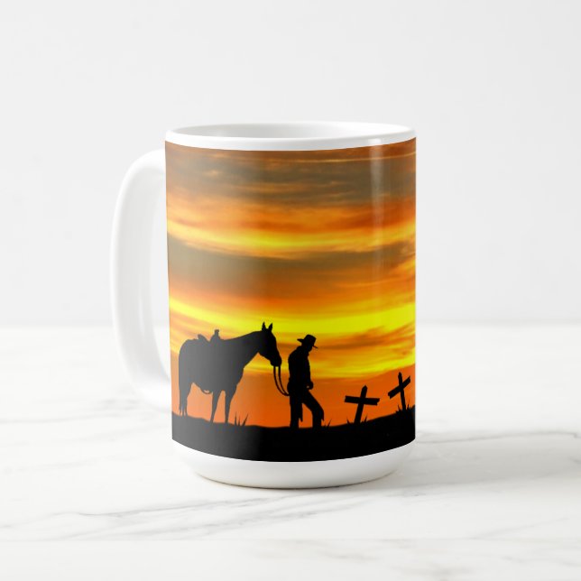 Caneca De Café Cowboy Prayer Café Mug (Frente Esquerda)