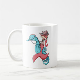 Caneca De Café Cowgirl da Sereia Whimsical com Chapéu e Cavalo