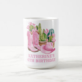 Caneca De Café Cowgirl Ocidental rosa Cactus Watercolor Aniversár
