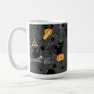 CANECA DE CAFÉ COZINHA NEGRA ADORÁVEL, MALHADA NEGRA, COM OLHOS V