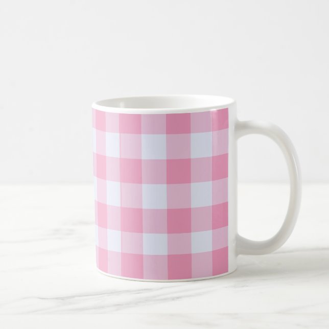 Caneca De Café Cozinha retrô com xadrez rosa kitsch (Direita)