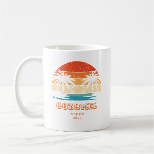 Caneca De Café Cozumel México Pôr do sol vintage Combinando