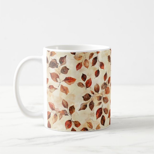 Caneca De Café Cozy Autumn Aestic Fall Folhas Impressão (Esquerda)