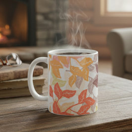 Caneca De Café Cozy Autumn Leaves Warm Tones