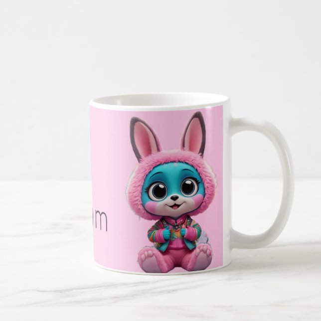 Caneca De Café Cozy Bunny Mug - Coelho Azul Cute em Capuz para (Direita)