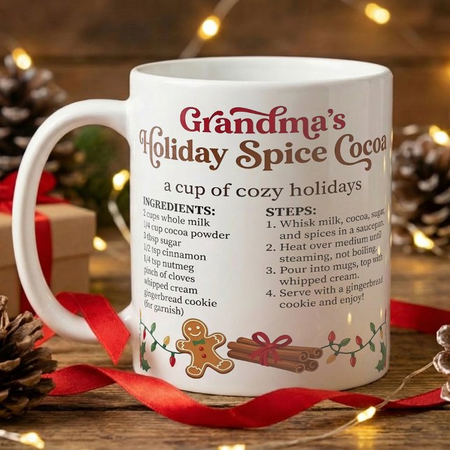 Caneca De Café Cozy Christmas, Cute Grandma Hot Chocolate Recipe (Criador carregado)