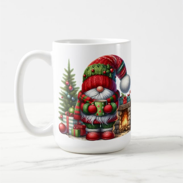 Caneca De Café Cozy Christmas Gnome Art – Festive Holiday (Esquerda)
