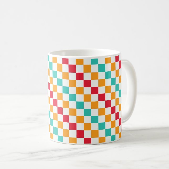 Caneca De Café Cozy classroom diagonal checkerboard pattern (Frente Esquerda)