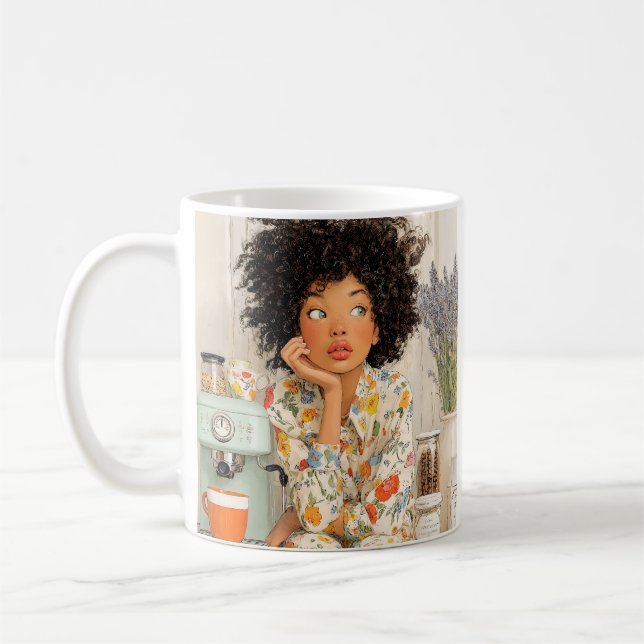 Caneca De Café Cozy Coffee Morning Girl Mug – AI Art (Esquerda)