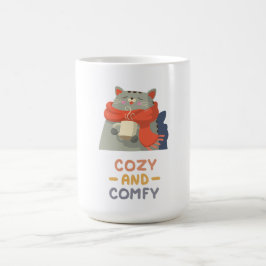 Caneca De Café Cozy e Comfy Cat Orange Scarf Winter Warm Cuz