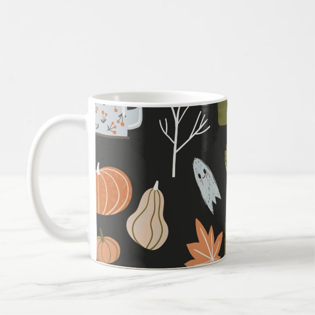 Caneca De Café Cozy Fall Elements: Padrão Quente. (Esquerda)