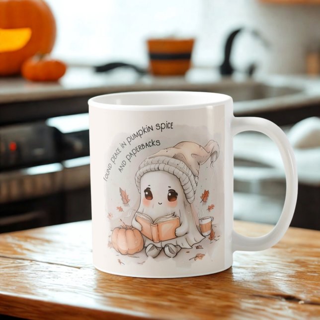 Caneca De Café Cozy Ghost Reading com Especiarias de Abóbora e Ví (Criador carregado)