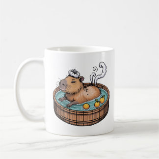 Caneca De Café Cozy Pixel Art Zen Capybara Hot Spring