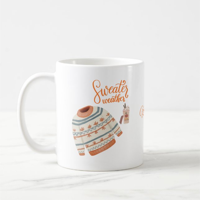 Caneca De Café Cozy Sweater Puma Meteorológica com Nome Personali (Esquerda)