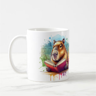 Caneca De Café Cozy Up in the Library with Capybara Reading Mug: