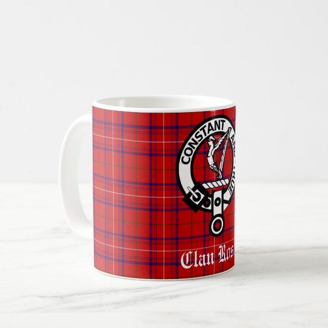 Caneca De Café Crachá Clan Rosa Crest e Tartan (Frente Esquerda)
