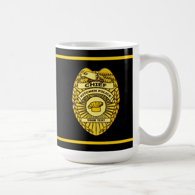 Caneca De Café Crachá Da Polícia De Kitchen (Direita)