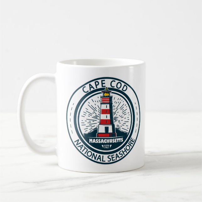 Caneca De Café Crachá de Massachusetts do Cabo Cod National Seash (Esquerda)