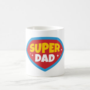 Caneca De Café Crachá de Super-Herói Retro Super Papai