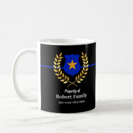 Caneca De Café Crachá Negro  da Polícia de Linha Azul Fino com Ma
