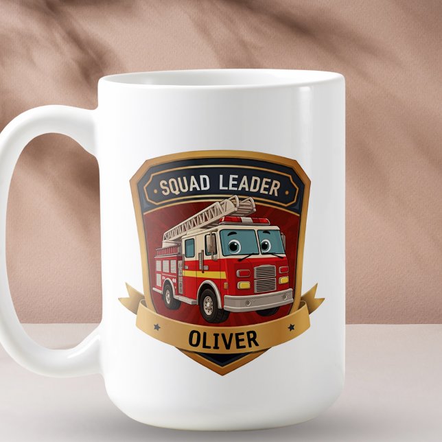 Caneca De Café Crachá Personalizado de Bombeiro Fofo  (Criador carregado)
