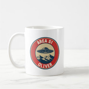 Caneca De Café Crachá Retro Classificado Área 51 UFO Alien