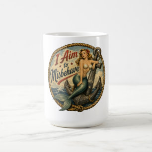 Caneca De Café Crachá Retro de Sereia que Eu Aponto para Desobede