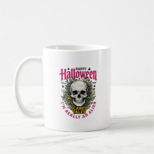 Caneca De Café Cráneo Alienigena Gráfico Vintage de Halloween par