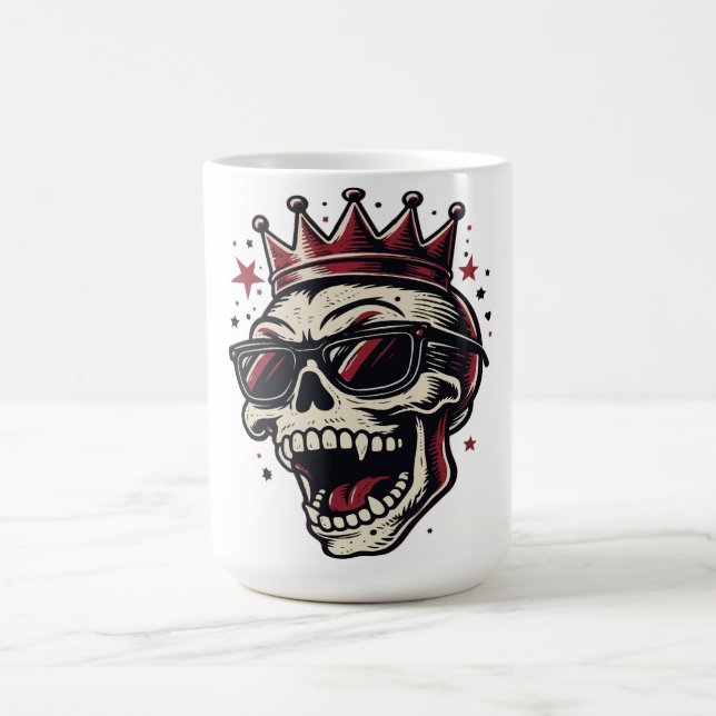 Caneca De Café Cráneo de Rei Rockstar com Óculos de Sol (Centro)