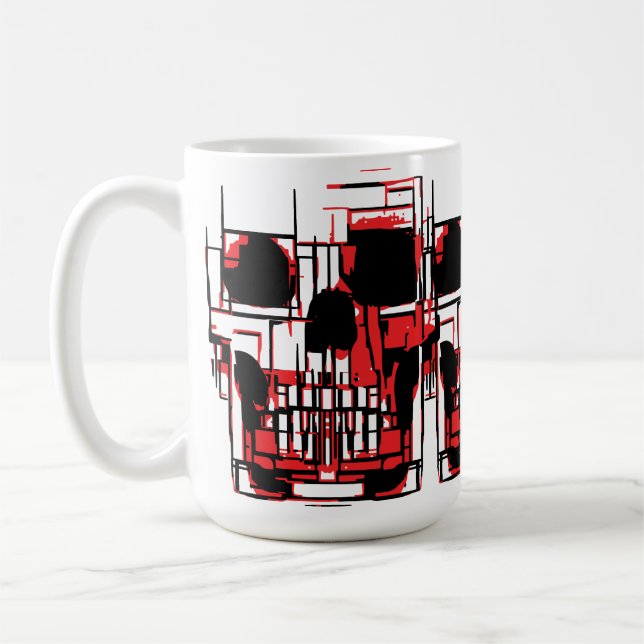 Caneca De Café Crânio Abstrato em Cores Vibrantes (Esquerda)
