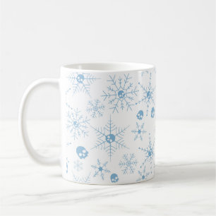 Caneca De Café Crânio assustador Creepmas Flocos de Natal brancos