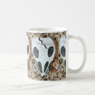 Caneca De Café crânio branco/preto pintado