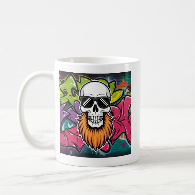 Caneca De Café Crânio com barba (Esquerda)