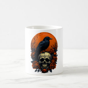 Caneca De Café Crânio com Rosas e Mug Gótico Crow