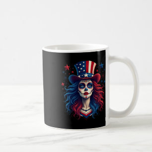 Caneca De Café Crânio De Açúcar Em 4 De Julho De American Flag Sk