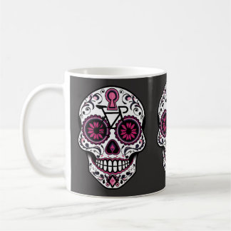 Caneca De Café Crânio De Açúcar Rosa, Dia Dos Mortos