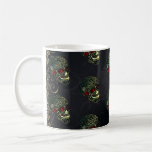 Caneca De Café Crânio de Aranha Joias & Rosas Glam Filigrana Góti