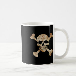 Caneca De Café Crânio De Bandeira Pirata E Esqueleto Crossbones