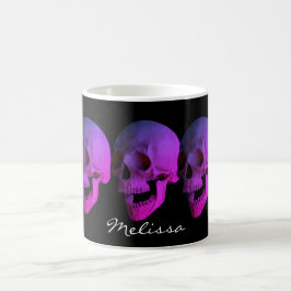 Caneca De Café Crânio de riso roxo personalizado