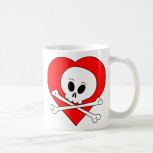 Caneca De Café Crânio do Coração Vermelho