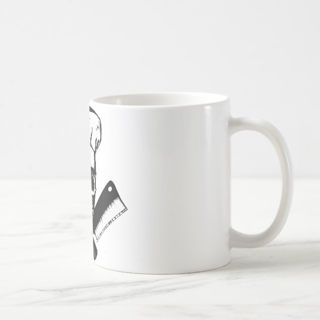 Caneca De Café Crânio do cozinheiro chefe (B&W) (Direita)