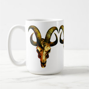 Caneca De Café Cranio Dourado de Chifres - Arte Obscura